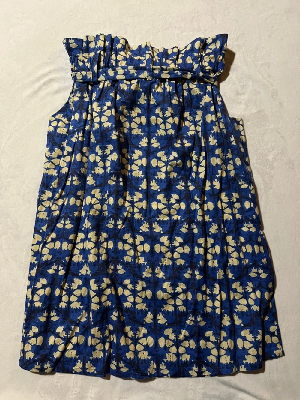 Anthropologie Paper Bag Midi Skirt Porridge Lanai Blue Belted Geo Size 1X NEW